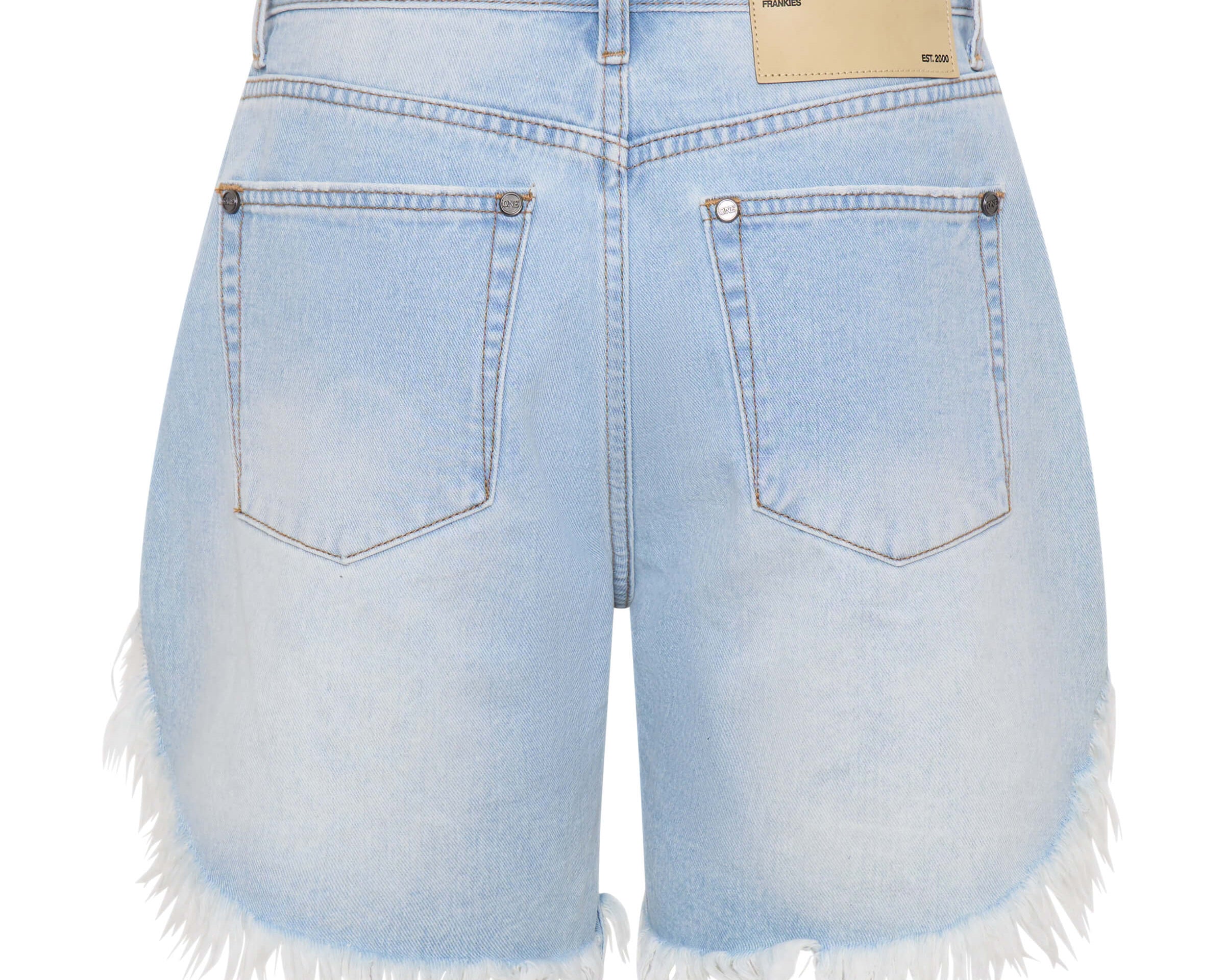 Frankies Low Waist Long Length Denim Shorts - Blue Heart