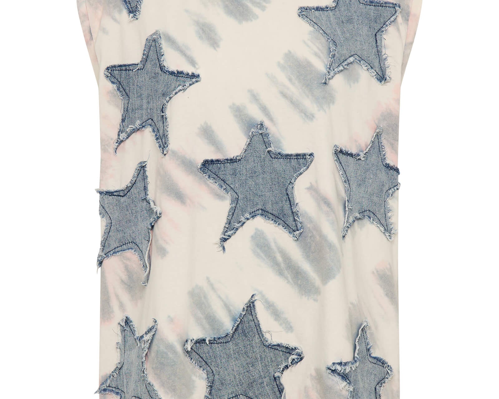 Denim Star Tie Dye Oversized Tank Top - Ivory / Blue