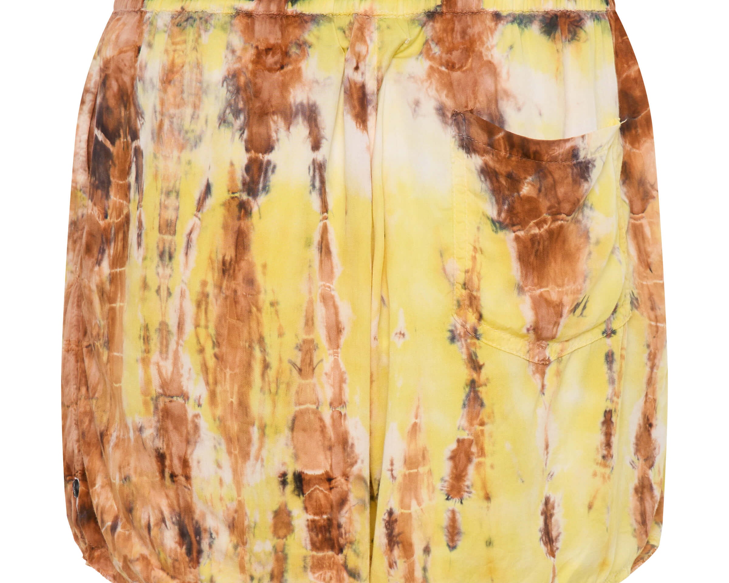 Tropical Satin Hand Printed Shorts - Yellow