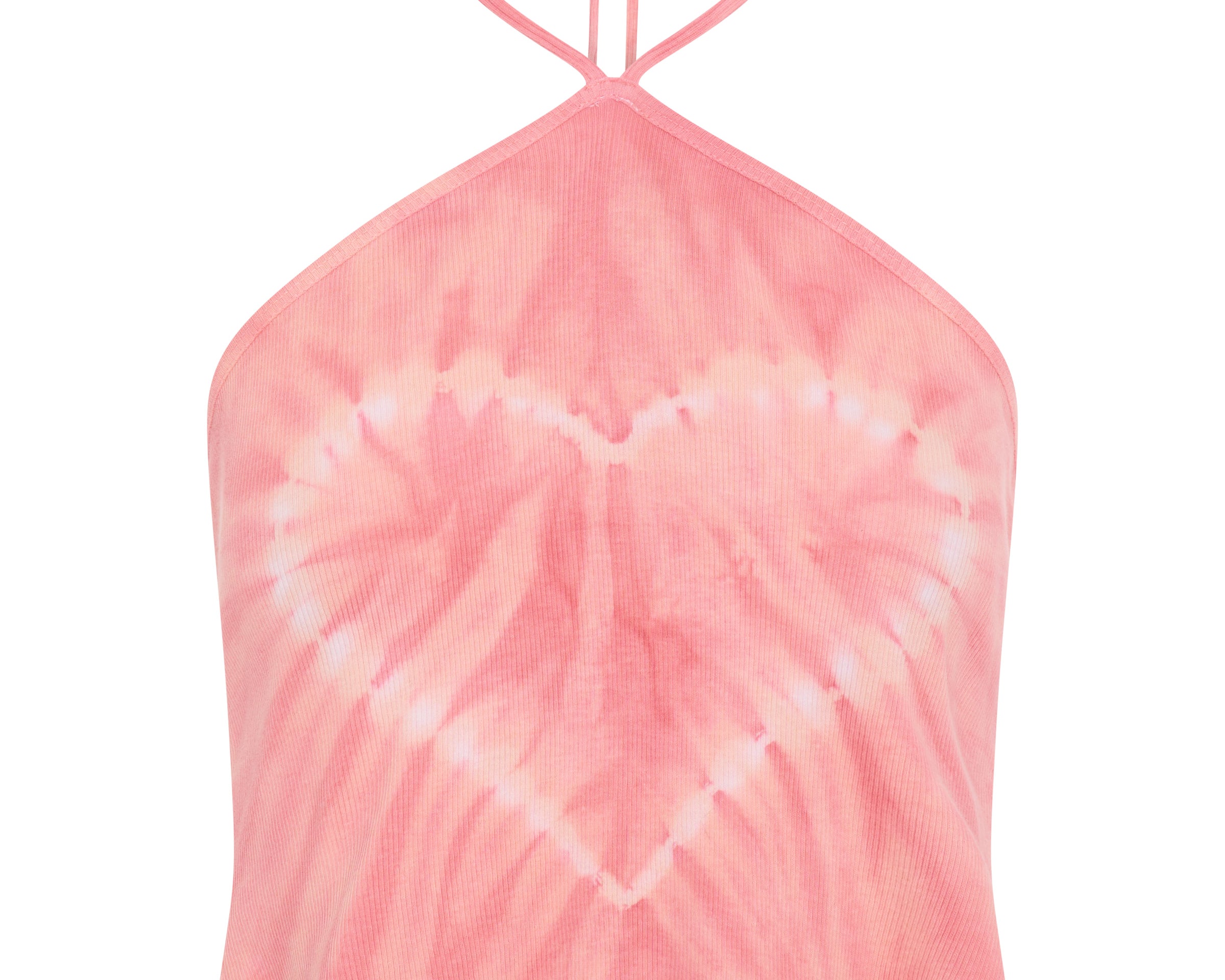 Tie Dye Heart Cropped Halter Neck Top - Pink