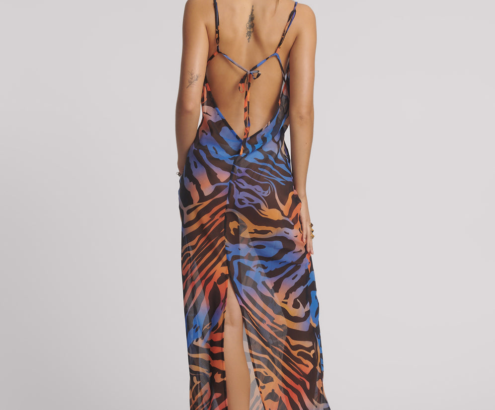 Jagger Long Slip Maxi Dress - Tropical Print