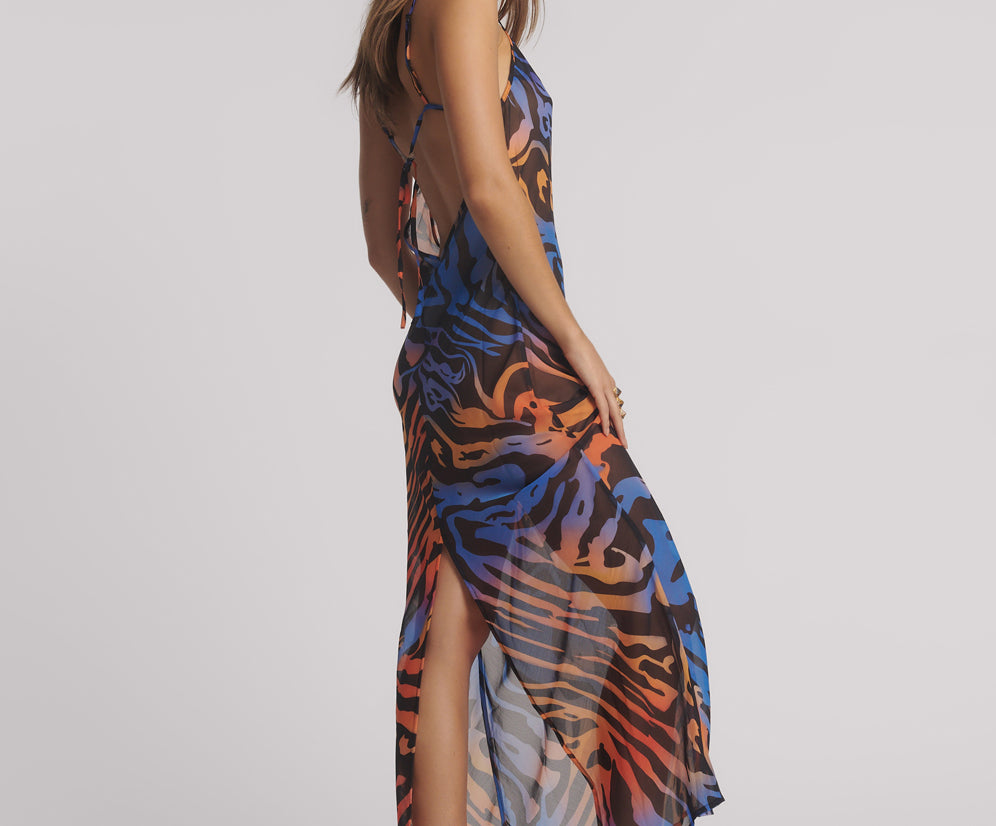 Jagger Long Slip Maxi Dress - Tropical Print