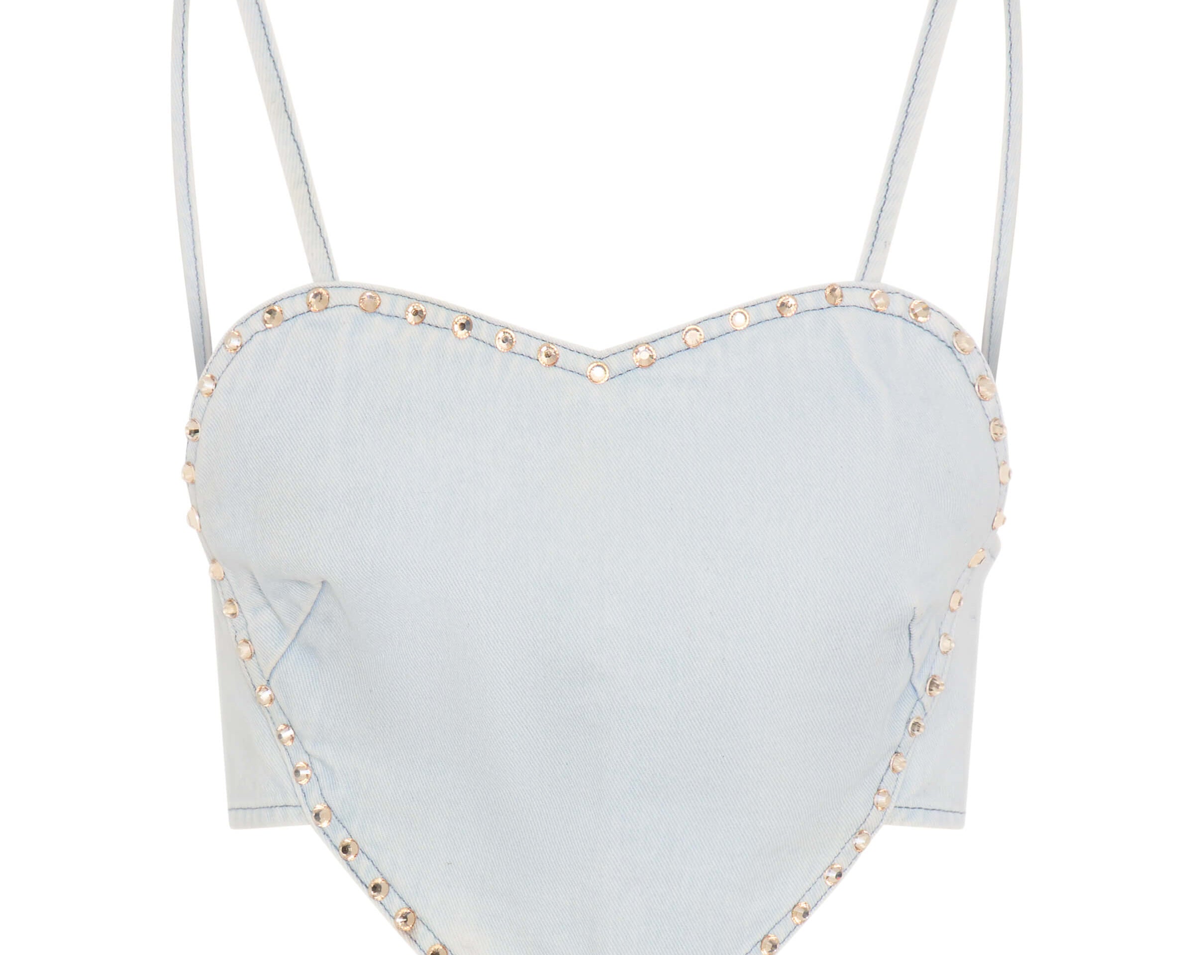 Denim Heart Backless Crop Top - Le Surf Blue